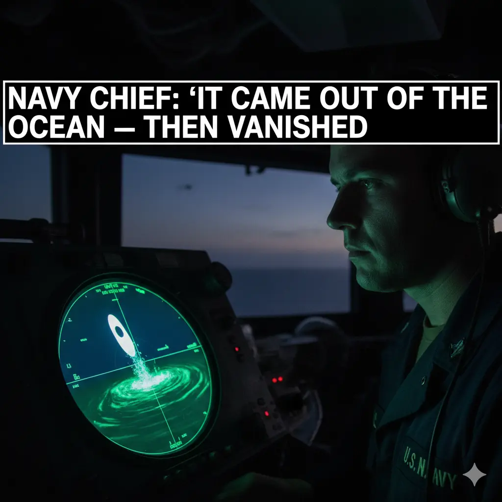 A U.S. Nacy Chief looks at a radar screen for UFOs.