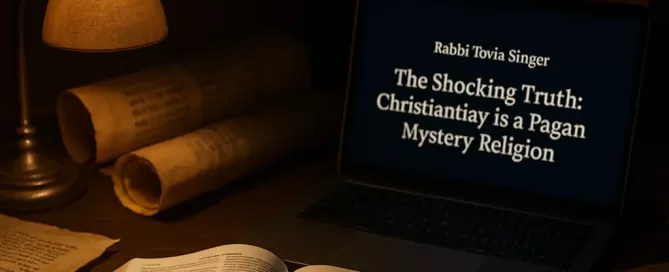 An image of a Bible on a reading desk with reading glasses - along with text mentioning Rabbi Singer.