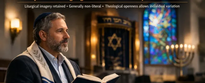 A reconstructionist judaism rabbi or cantor reads from a holy text.